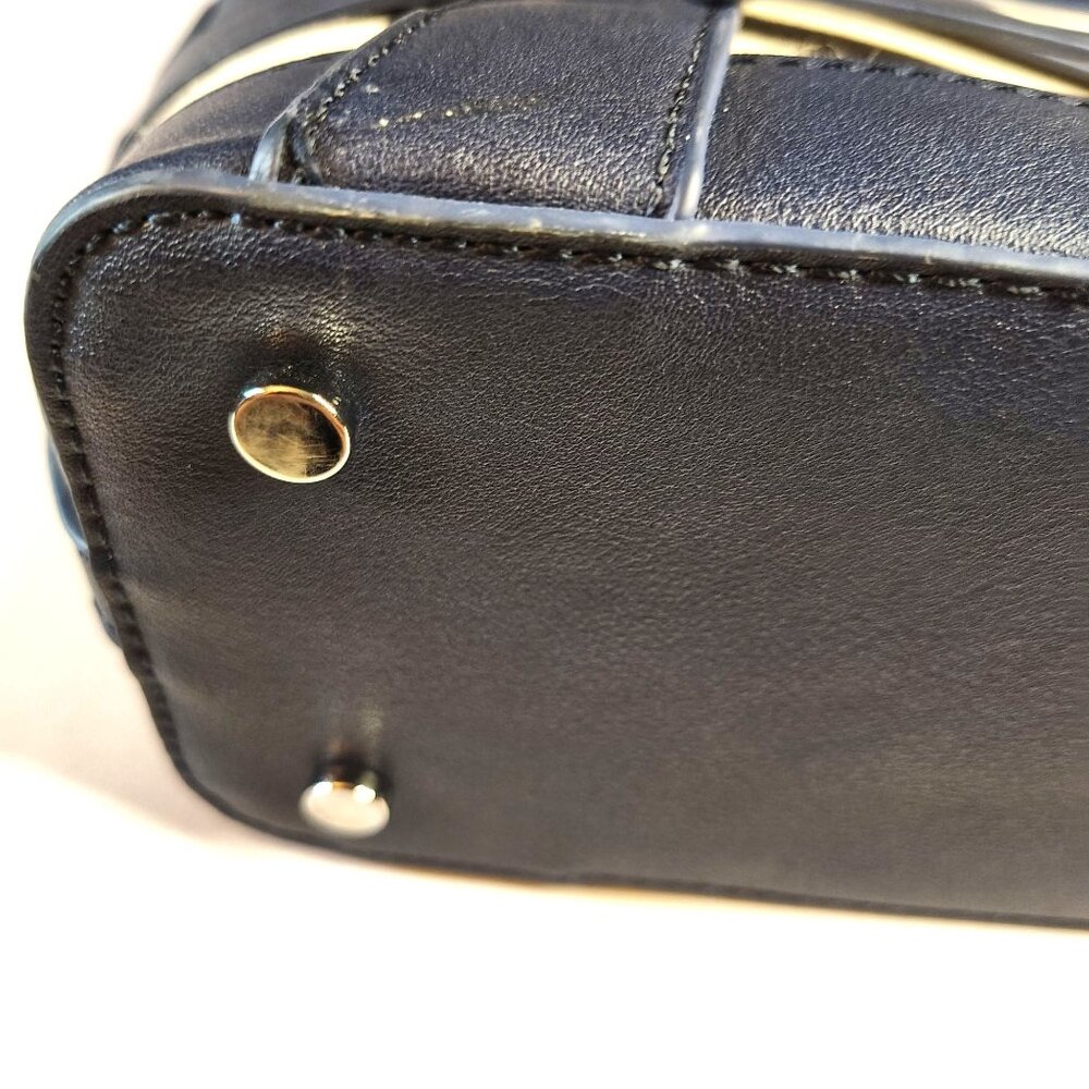 Miztique Striped Handbag Navy & Cream Dual Handles & Metal Feet NO STRAP INCLUDE - Picture 5 of 14